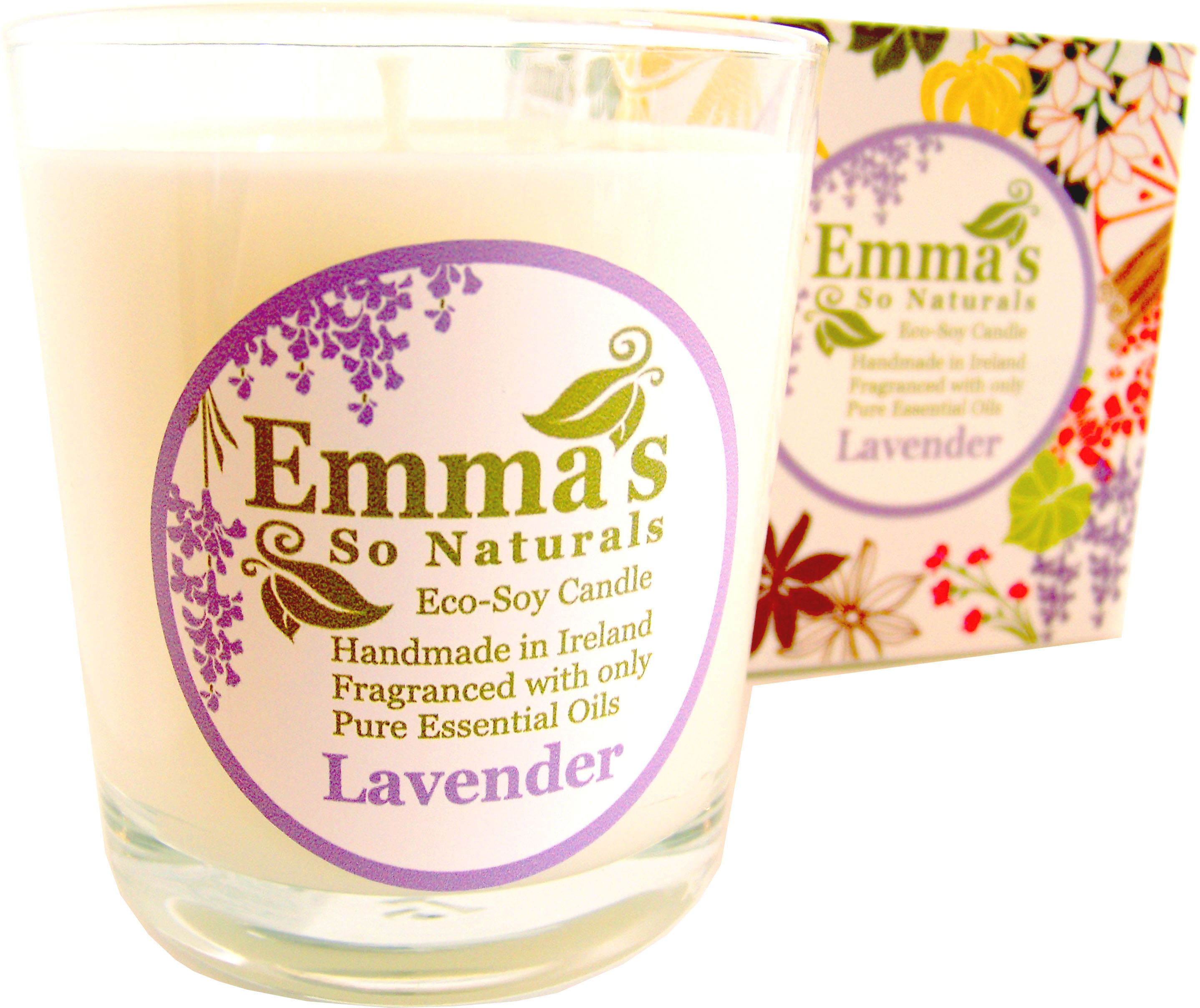 Emma's So Naturals Lavender Tumbler Candle & Box