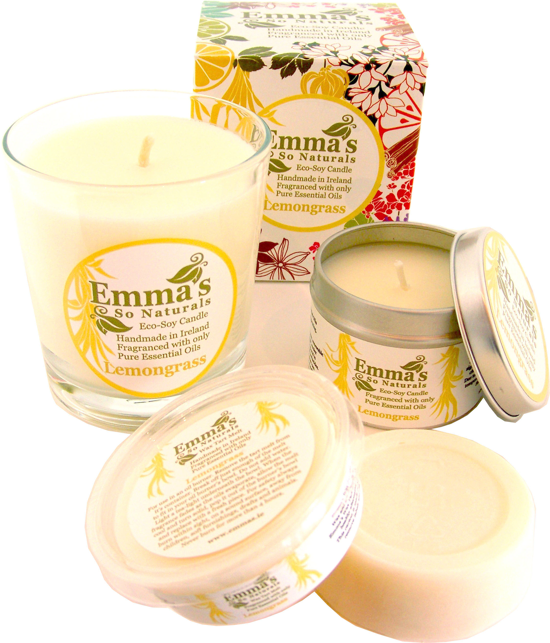 Emma's So Naturals Lemongrass Eco Soy Candles Trio Open
