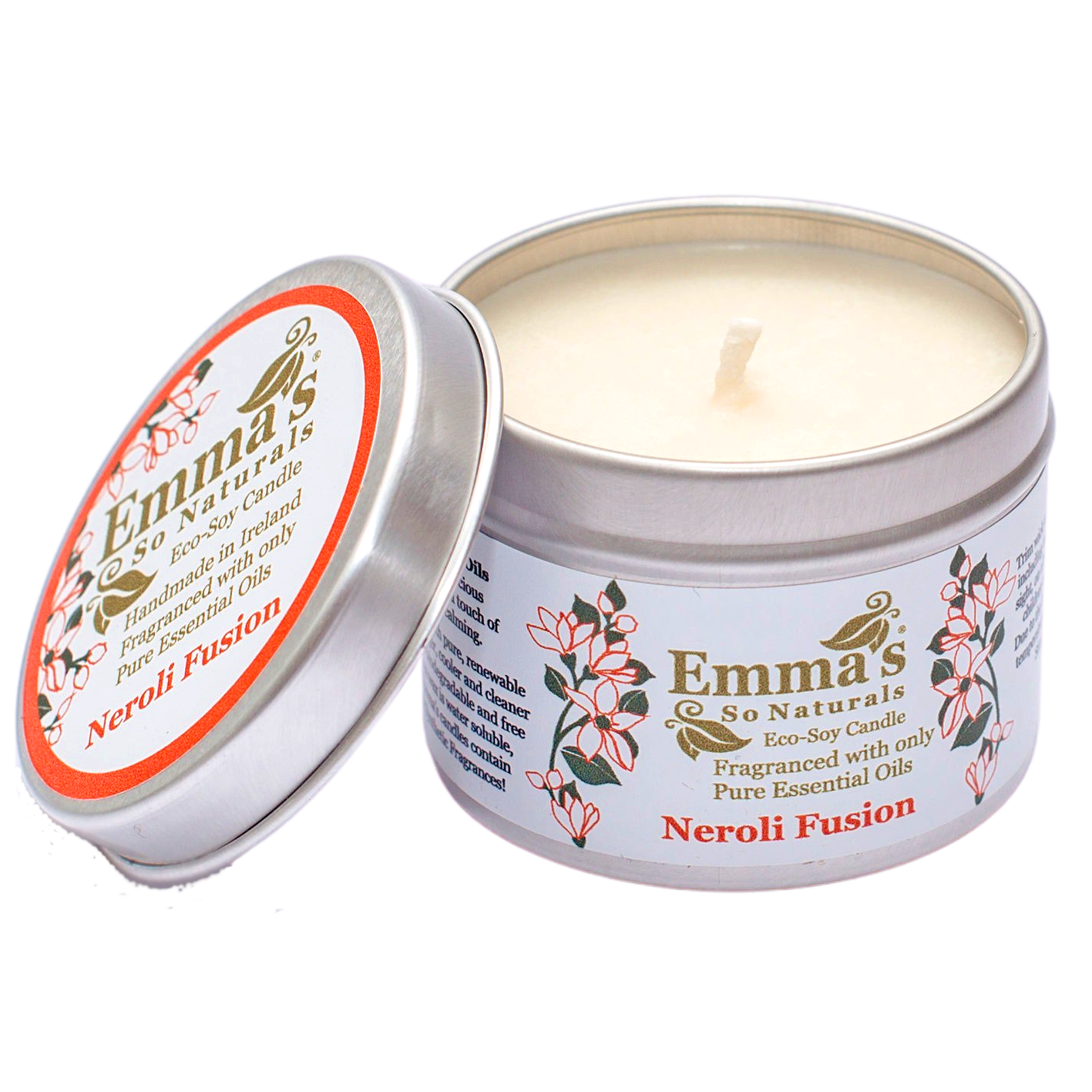 Emma's So Naturals Neroli Fusion Tin Candle Open