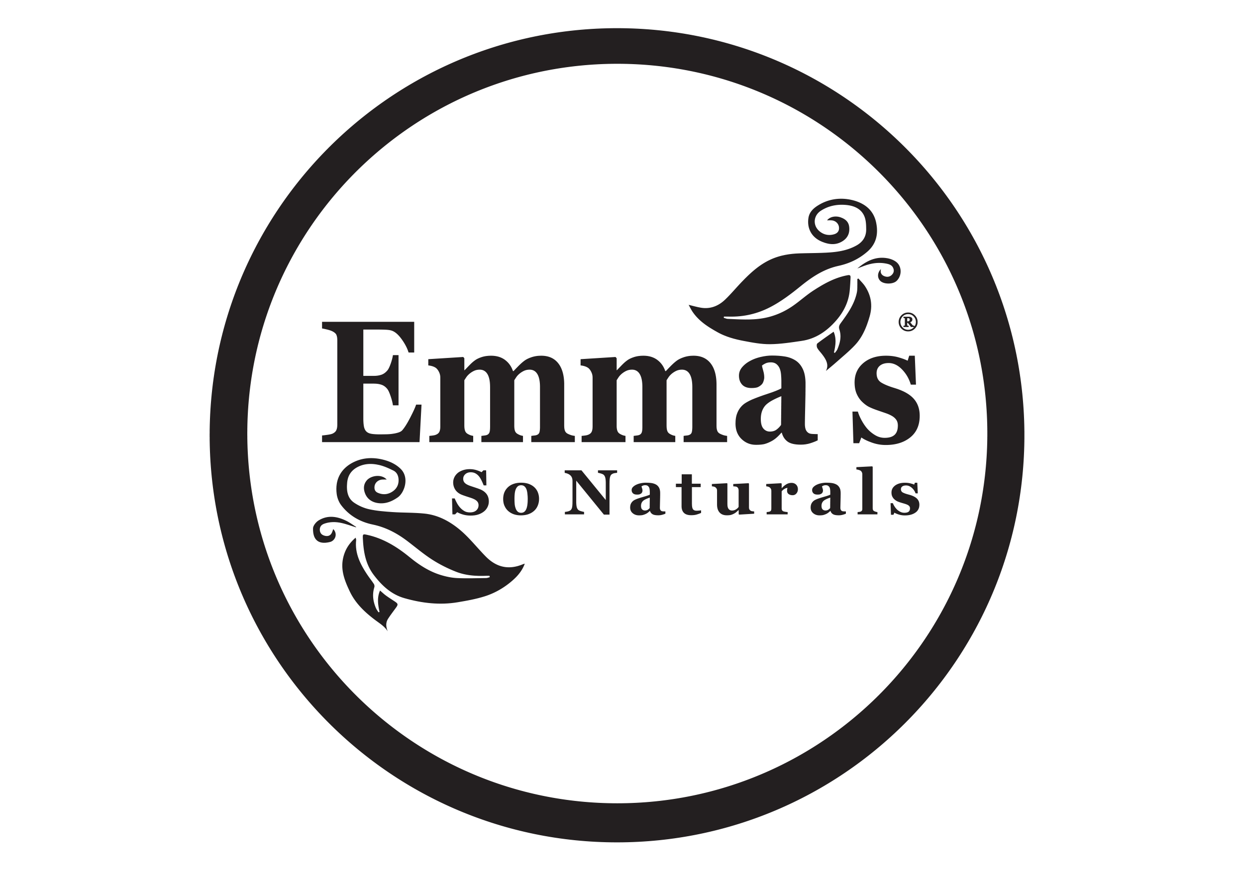 Emma's So Naturals Logo in Black Circle
